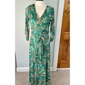 Harlow & Rose Maxi Dress SM Long Sleeve Green Floral Fairy Boho